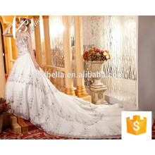 China Latest Wedding Dress Beaded Pearls Applique Bridal Gown 2017 Shining Bling Bling Off Shoulder Luxurious Bridal Gown